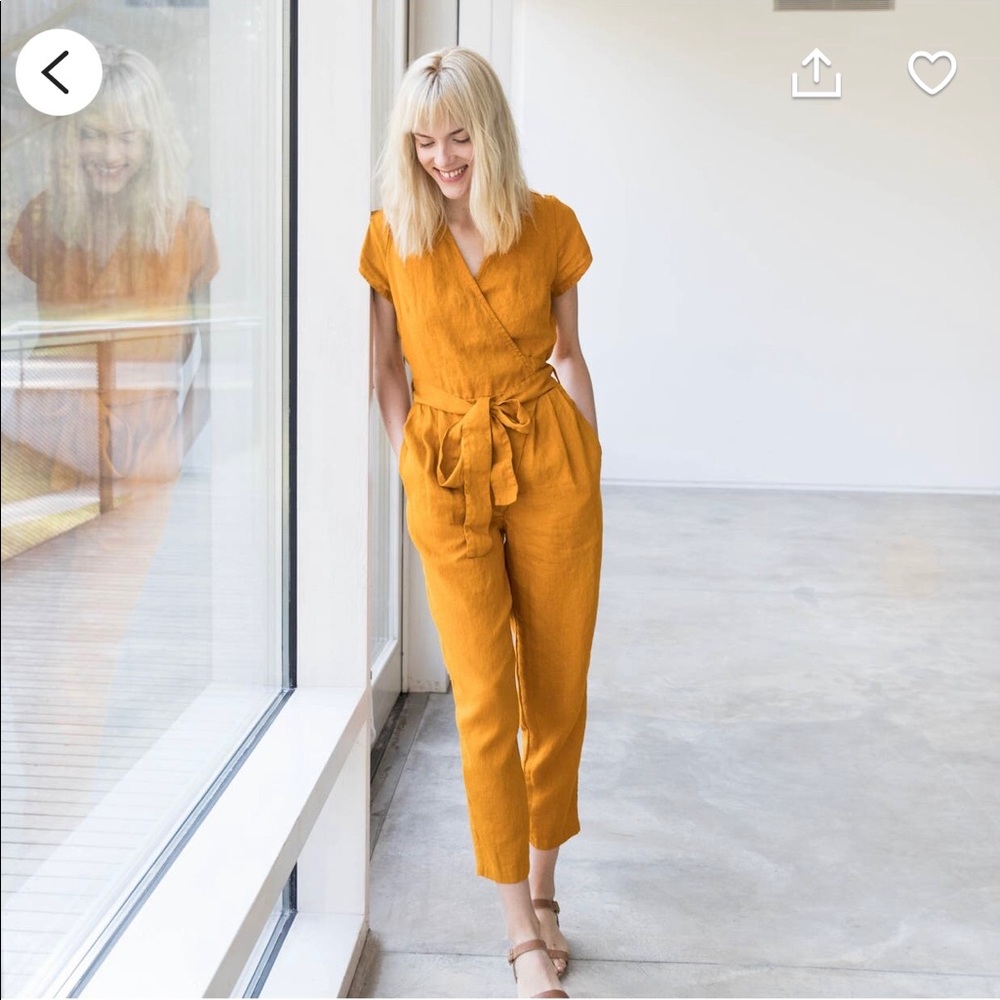 Brown Not Perfect Linen Wrap Jumpsuit